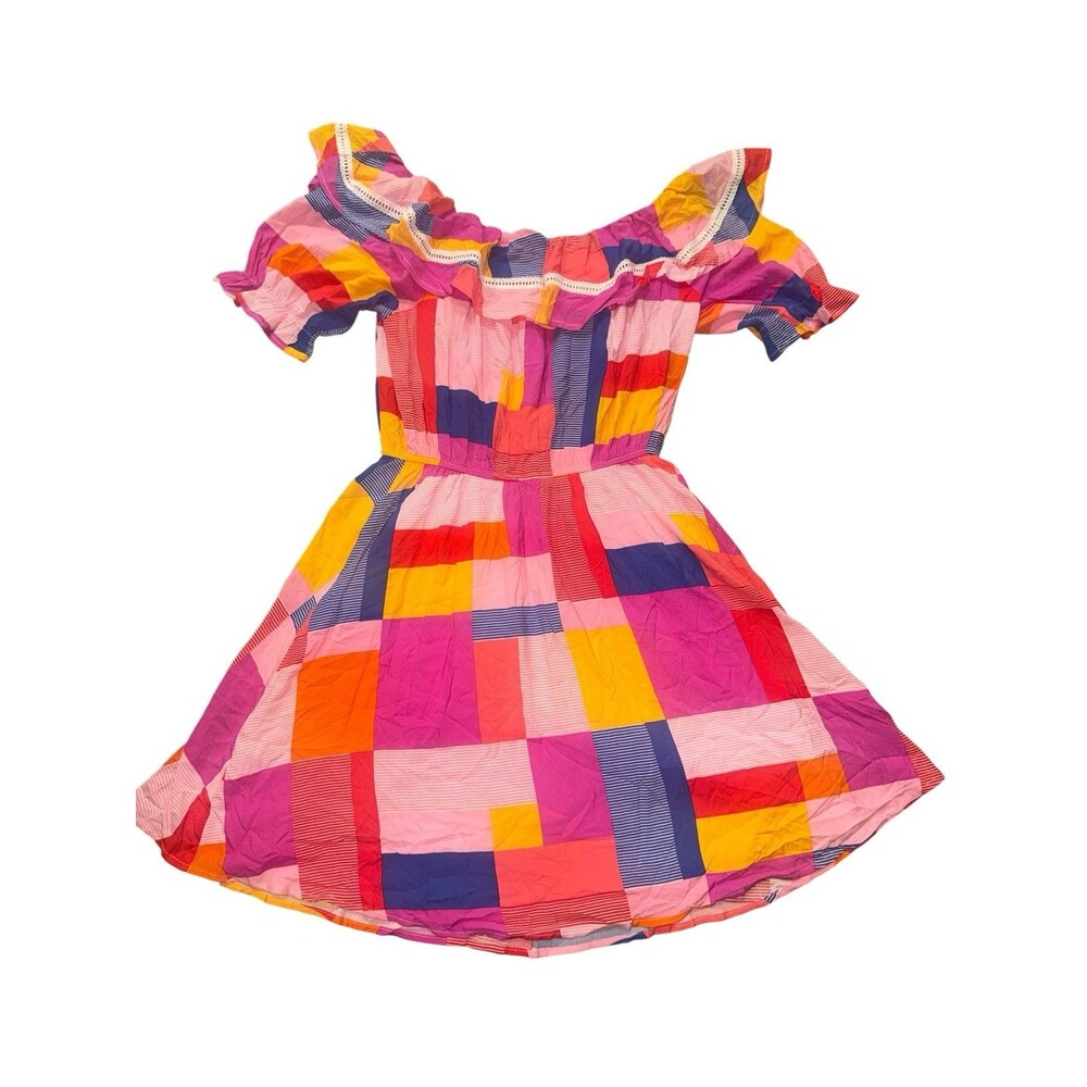 Emily Wonder Colorblock Patchwork Off Shoulder Dr… - image 2